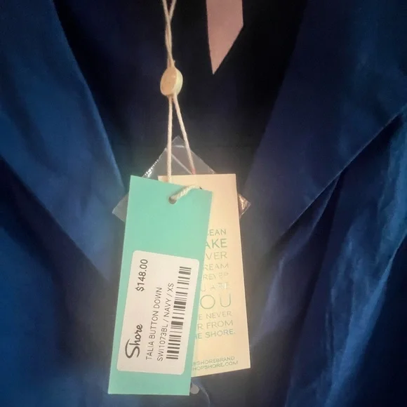 SHORE Brand Talia Button Down Navy NWT X Small